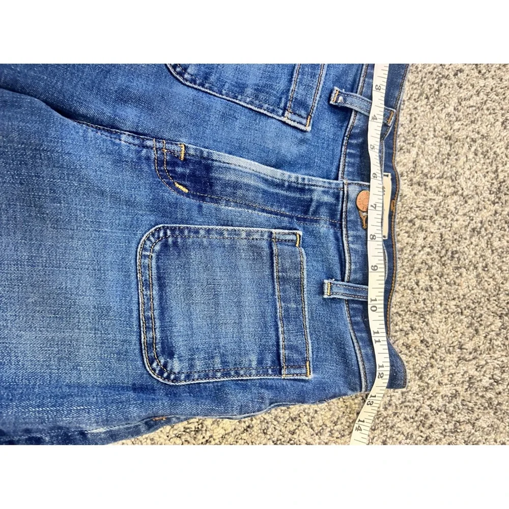 Madewell Emmett Wide-Leg Crop Jeans Blue Raw Hem Patch Pockets NR479 Womens 25